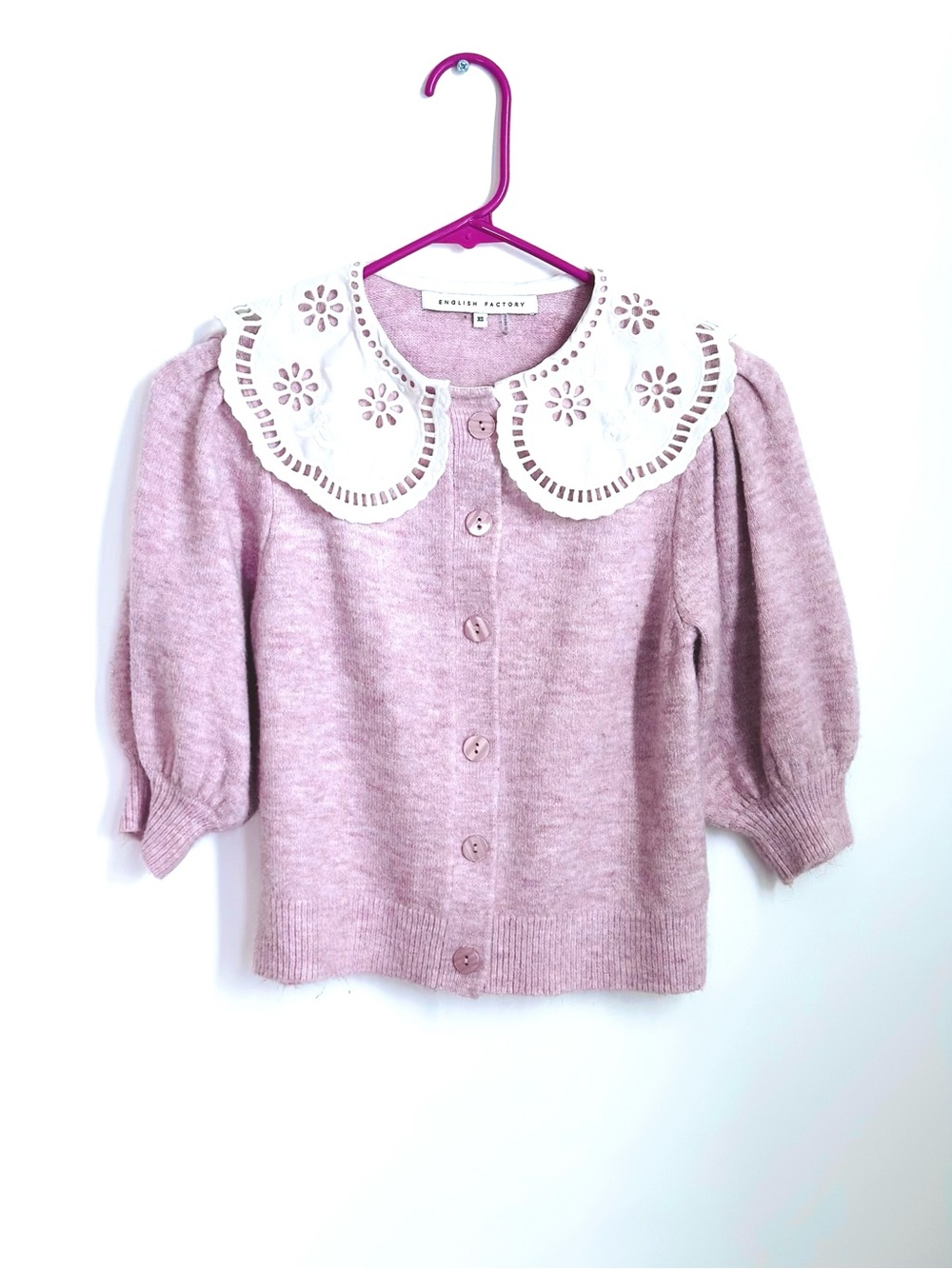 English Factory embroidered eyelet collar cardigan – women’s XS Excellent